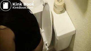 woman poops in toilet