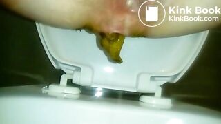 Close up Long Fat Shit in Toilet