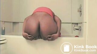 Over side of bathtub