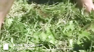 GRANDMOM SHITTING OUTDOORS