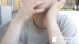 Chubby girl pooping in nature