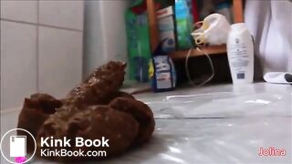 German girl taking a big shit