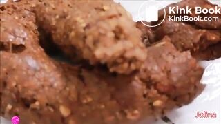 German girl taking a big shit