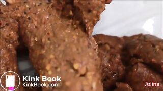 German girl taking a big shit