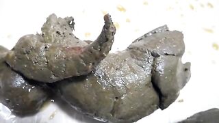 young woman takes enema huge poop constipated