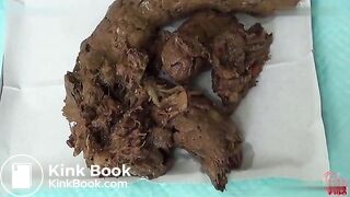 Beautiful Asian release huge amount of filthy poop