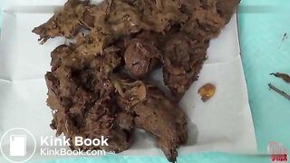 Beautiful Asian release huge amount of filthy poop