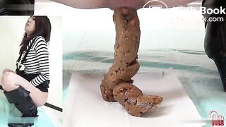 Beautiful Asian release huge amount of filthy poop
