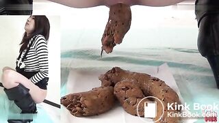 Beautiful Asian release huge amount of filthy poop