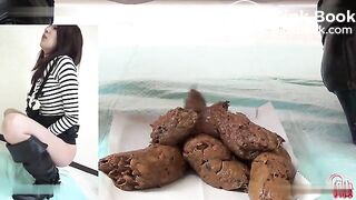 Beautiful Asian release huge amount of filthy poop
