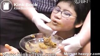 Thai girl smeared and fed