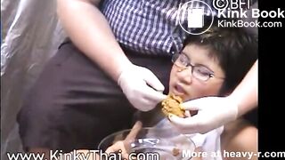 Thai girl smeared and fed