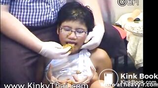 Thai girl smeared and fed
