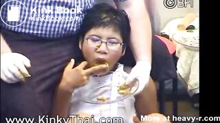 Thai girl smeared and fed