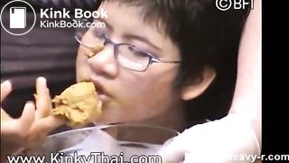 Thai girl smeared and fed