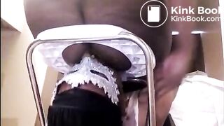 Ebony bbw mistress with human toilet