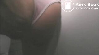 Pretty blonde girl poops