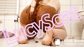 stuffing pussy and smearing it on my body on  LucyScat