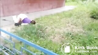 drunk russian girl passed out after pooping in the street - uncensored version