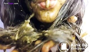 Girl smearing & eating