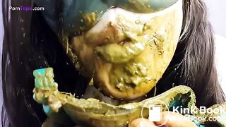 Girl smearing & eating