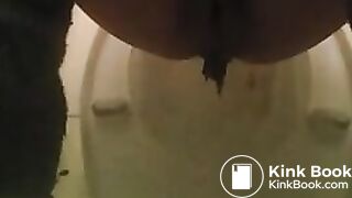 Russian Woman dumping in toilet at work