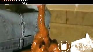 woman takes huge shit