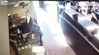 Crazy woman takes a dump then throws it at waiter