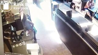 Crazy woman takes a dump then throws it at waiter