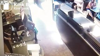 Crazy woman takes a dump then throws it at waiter