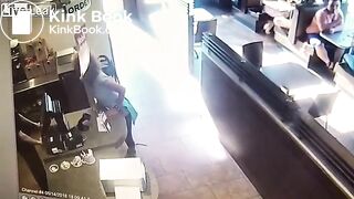 Crazy woman takes a dump then throws it at waiter
