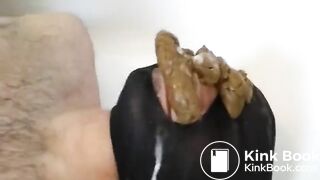 Mistress poops in mouth of hairy athletic man