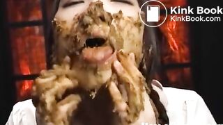 Eating and playing with her "meal"