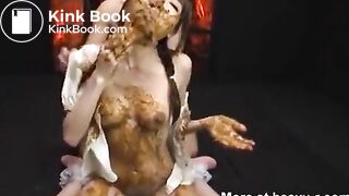 Eating and playing with her "meal"