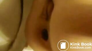 She struggles to release her constipated poo