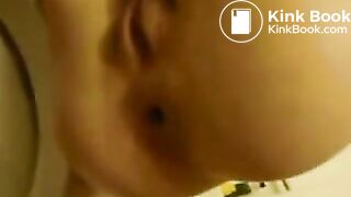 She struggles to release her constipated poo