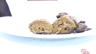 Shit on a plate and examine the shit 4