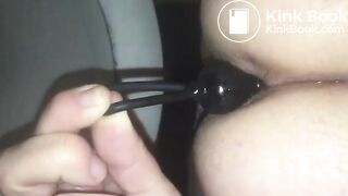 Anal beads coming out! She loves them