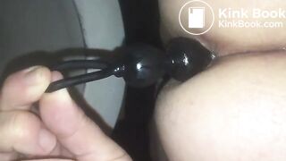 Anal beads coming out! She loves them
