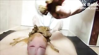 Amateur MILF shit on cock of her husband