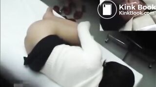 Constipated Japanese girl's clinic enema