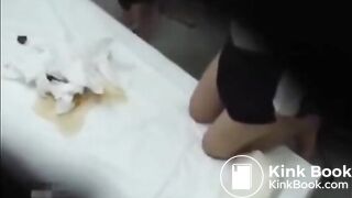 Constipated Japanese girl's clinic enema