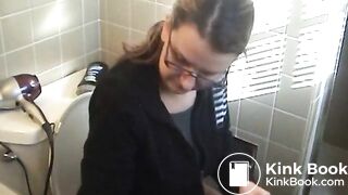 A girl pissing and pooping