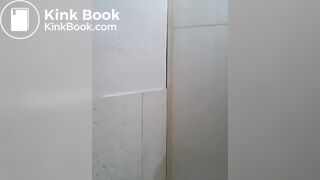 Cute Asian girl squats naked and defecates on the floor