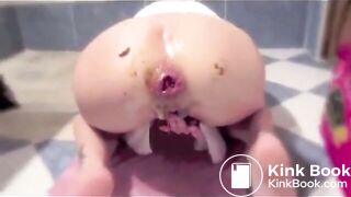 Huge anal dildo, scat and masturbation