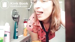 takes a shower after playing with poo