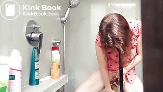 takes a shower after playing with poo