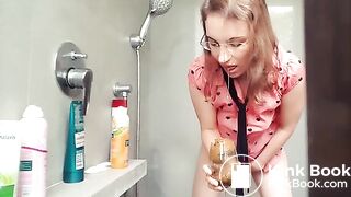 takes a shower after playing with poo