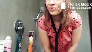Cute girl pooping in shower