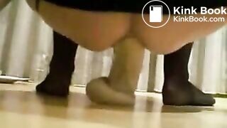 Teen takes dildo in Asshole and eats her scat